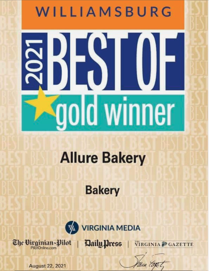 Allure Bakery Receives 2021 Best of Williamsburg Award